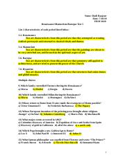 Exam IV Renaissance and Baroque Answers.doc