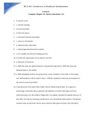 HCA 401- Lesson 6 Assignment- Complete Chapter 10 Review Questions 1-24.docx