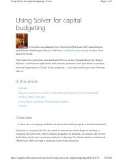 SOLVER_CAPITAL BUDGETING