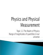 Topic 1 – Physics and physical measurement1.ppt