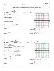 Lukas Schniederjan - HW 6.8 Graphing and Translating Rational Functions in Vertex Form.docx.pdf