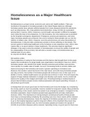Homelessness as a Major Healthcare Issue Essay.docx