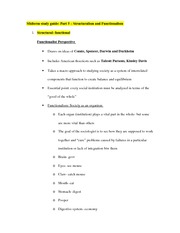 Midterm study guide Part 5- Structuralism and Functionalism