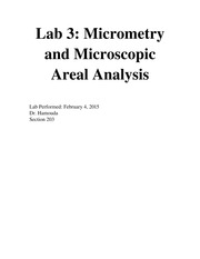 Lab 3 Micrometry and Microscopical Areal Analysis
