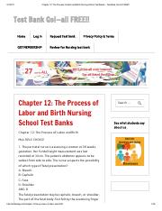 Chapter 12_ The Process of Labor and Birth Nursing School Test Banks - Test Bank Go!-all FREE!!
