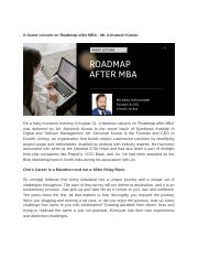 A Guest Lecture on Roadmap after MBA - Mr.docx