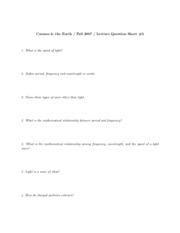 Lecture Question Sheet 3