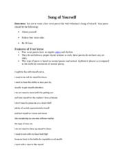 Song of Yourself worksheet