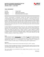 ODL MKT 501 Marketing Management Final Assignment.pdf