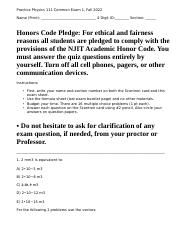 Practice Common Exam 1, Phys111, Fall 2022.html