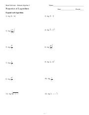 algebra 2 assignment kuta software answers