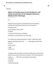 MCQ on Pseudomonas & Acinetobacter and Other Uncommon Gram Negative Bacteria (Medical Microbiology)_