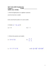 test1eval express, laws of exponents, graphing, functions, sci not, lin fcn doc