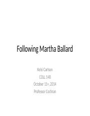 Following Martha Ballard powerpoint
