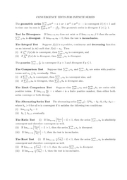 Convergence Tests for Infinite Series