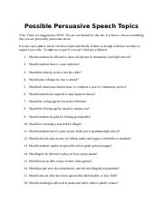 problem solution persuasive speech topics