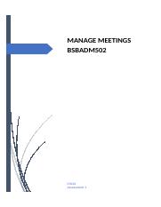 BSBADM502 Manage meetings Task 1 - Chun