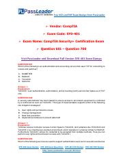 SY0-401 Exam Dumps with PDF and VCE Download (601-700)