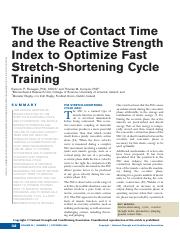 Flanagan & Eamon The Use of Contact Time and the RSI to Optimize Fast Stretch-Shortening Cycle Train