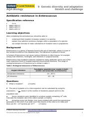 Antibiotic resistance in Enterococcus STUDENT sheet  (1).doc