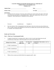 Column Chromatography Worksheet