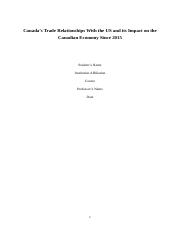 Canada Trade Relationship With USA.docx