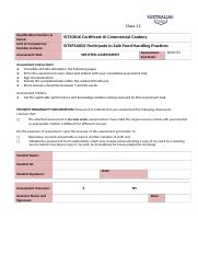 SITXFSA002 Written Assessment V1.0.docx