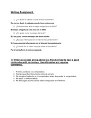 SPN1121 Spanish 2, Writing Assignment 2