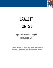 Torts 1 topic 7 assessment of damages.ppt