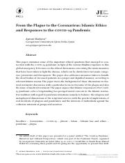 [24685542 - Journal of Islamic Ethics] From the Plague to the Coronavirus_ Islamic Ethics and Respon