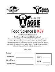 Food Science B Key - 2022 Aggie invitational.pdf