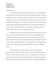 Communication Essay #1: Introduction of one