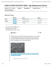 LADA 12 POST-ACTIVITY QUIZ - Age Dating Lunar Surface: ASTRON 005 : Fund Of Astron Lab - Burchard E.