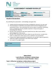 Task 2 Assessment Answer Booklet  - BSBLDR402.docx