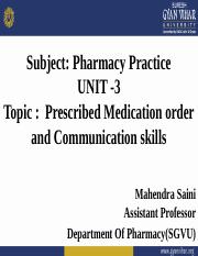 Prescribed medication order and communication skills.pptx