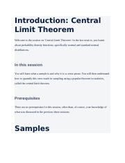 5 - Inferential Statistics  - Central Limit Theorem .docx