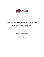 Unit 9 - Entrepreneureship and small business management.docx