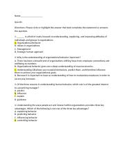 Organizational Behavior Quiz 1.docx