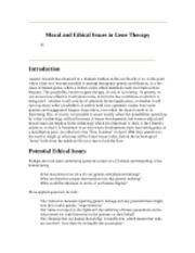 Moral and Ethical Issues in Gene Therapy