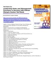 Leadership Roles and Management Functions in Nursing 10th Edition Marquis Huston Test Bank-converted