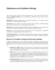 Hindrances in Problem Solving