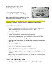 8th Study Questions on 5-H and 5-I Violence and Death of MLK.docx