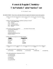 Honors Chemistry - The Periodic Table Practice Exam.pdf