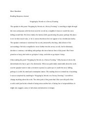 Reading Response Journal Stopping by Woods on a Snowy Evening.docx