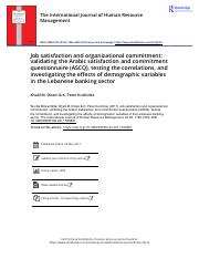 Job satisfaction and organizational commitment validating the Arabic satisfaction and commitment que