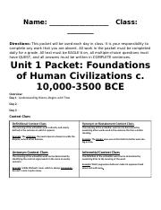 Foundations of Human Civilization Packet .docx