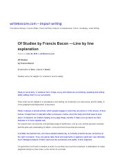 Of Studies by Francis Bacon —Line by line explanation - writetoscore.com - impact writingwritetoscor