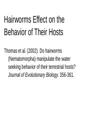 Hairworms Effect on the Behavior of Their Hosts.docx