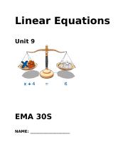 Linear Equations Booklet