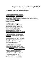 Assignment 3 on the poem-Dreaming Blackboy.docx